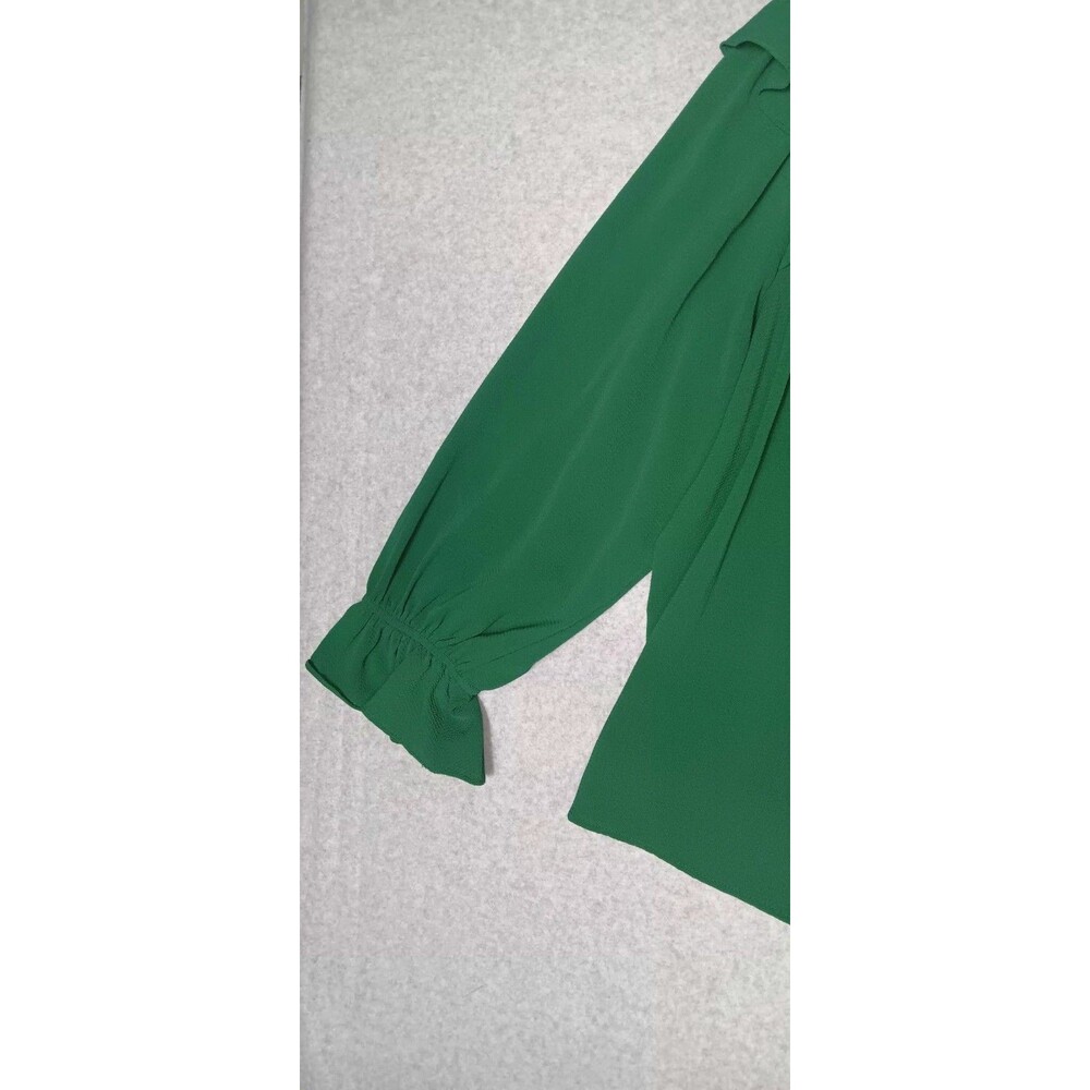 Cece Long Sleeve Pin Tuck Ruffled Blouse 3XL Alpine Green Pleated Peasant Button - Picture 5 of 12